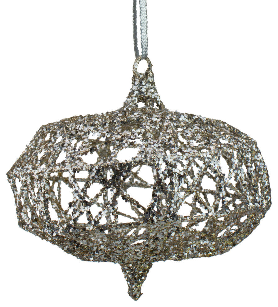 4" Gold and Silver Wire With Glitter Onion Christmas Ornament