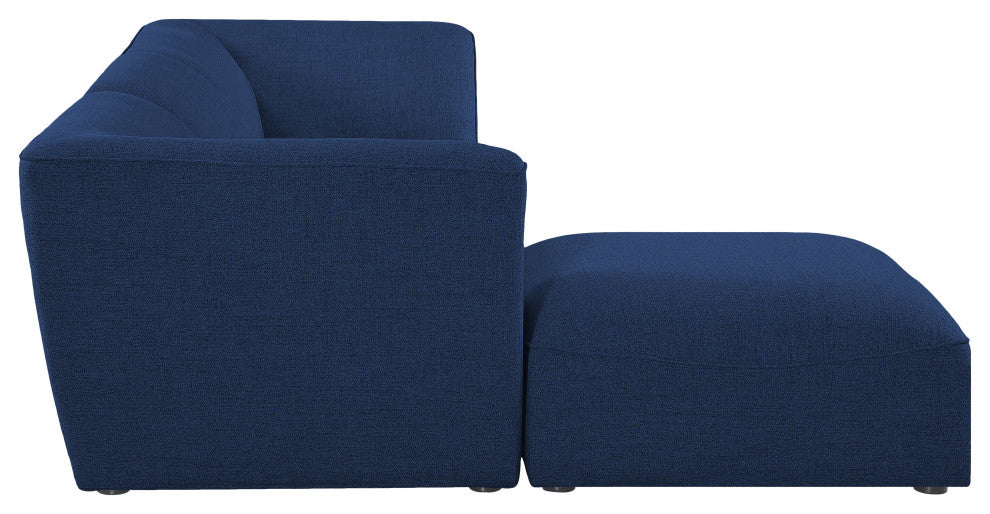 Miramar Linen Textured Fabric  4-Piece Modular L-Shaped Sectional, Navy