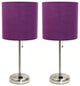 LimeLights Stick Lamp with Charging Outlet and Fabric Shade Two Pack Set