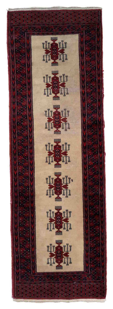 Handmade Vintage Uzbek Bukhara Runner 2'x6.2', 61cmx190cm 1960s