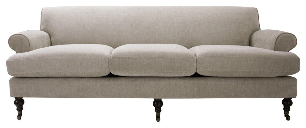 Alana Lawson 88" 3-Cushion Tight Back Sofa, Silver Gray Polyester