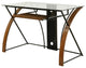 Contemporary Desk, Unique X-Shaped Sides With Tempered Glass Top & Keyboard Tray