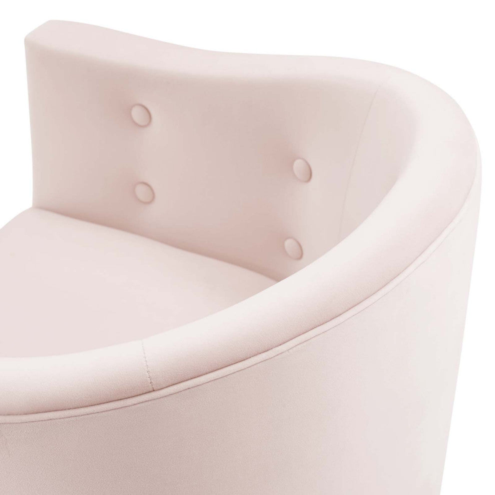 Tufted Counter Stool Chair, Velvet, Metal, Pink, Bar Pub Cafe Bistro Restaurant