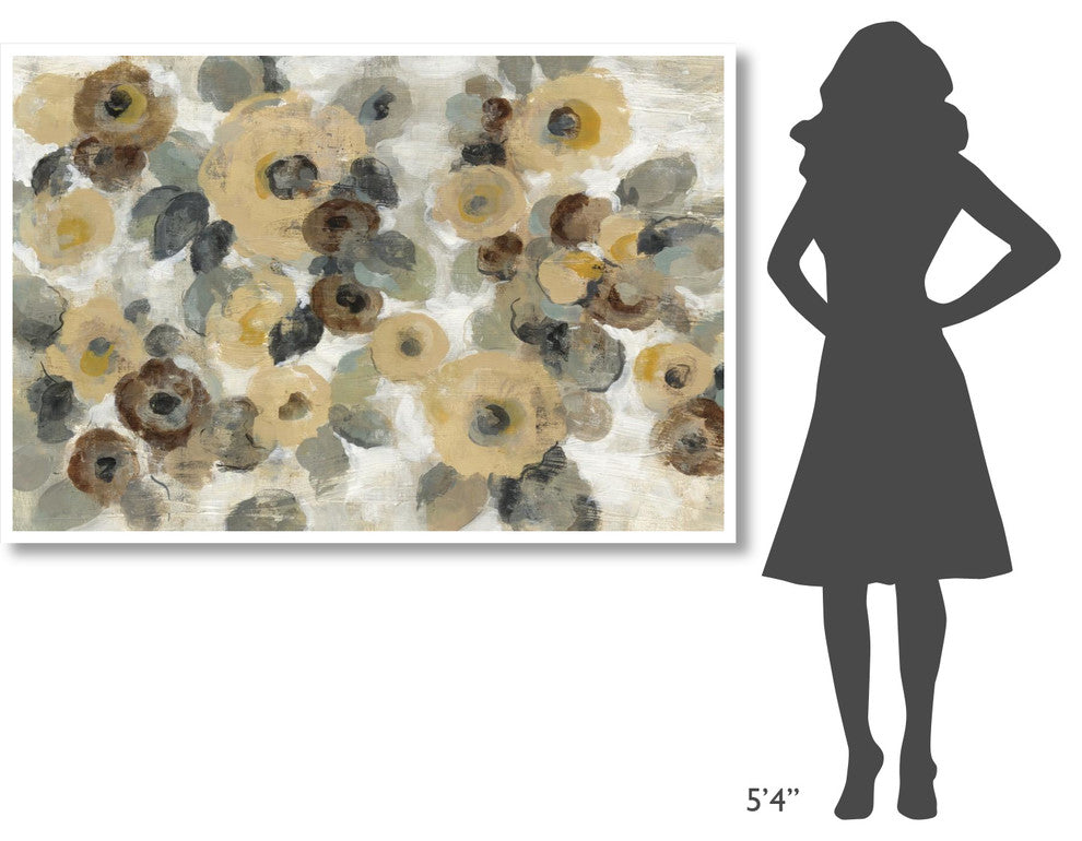 "Neutral Floral Beige I" Digital Paper Print by Silvia Vassileva, 62"x42"