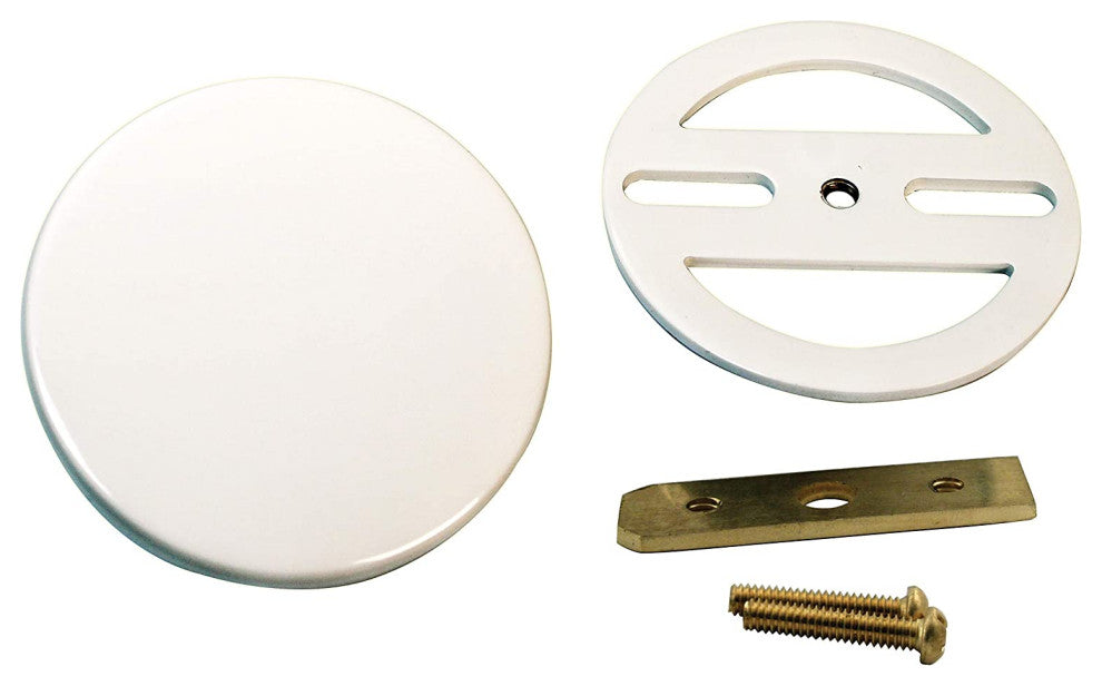 Semi-Exposed Tip-Toe Bath Drain with Overflow Ball Joint, White