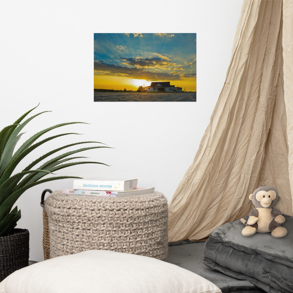 Sunset at Bowers Landscape Photo, Coastal Unframed Wall Art Print, 12" X 18"
