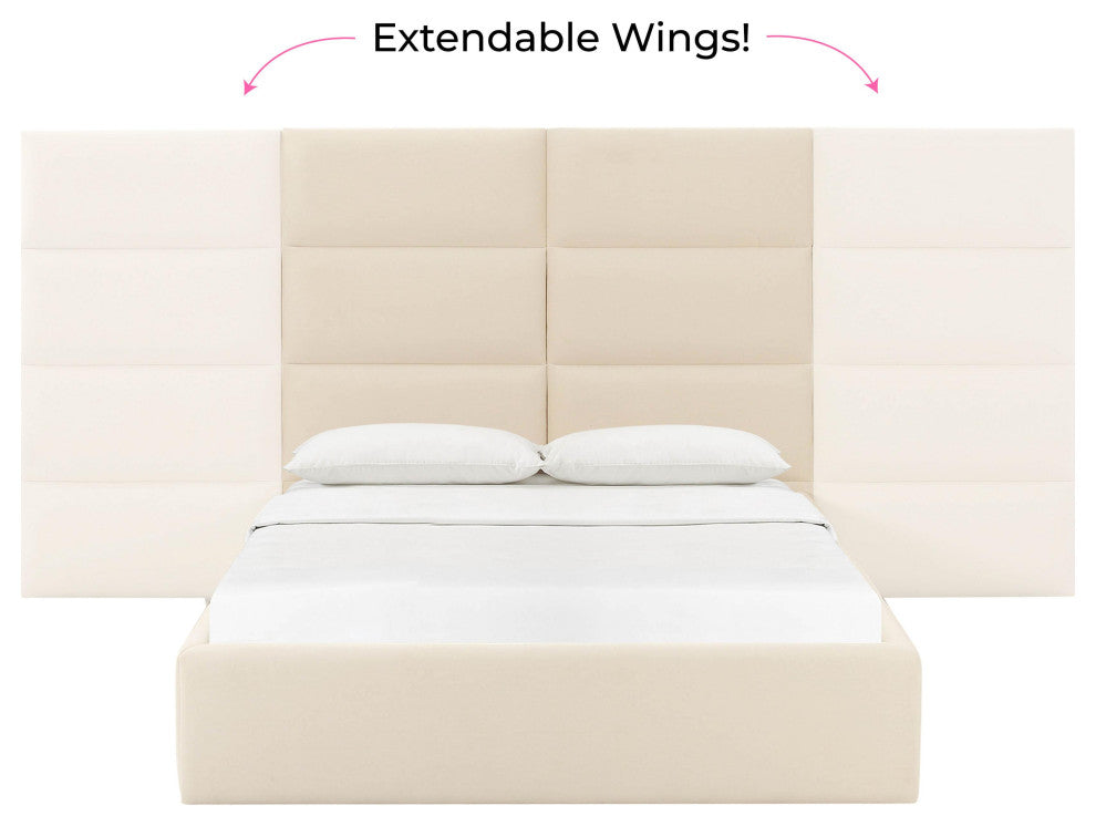 Eliana Cream Velvet Queen Wings (Set of 2) - Cream