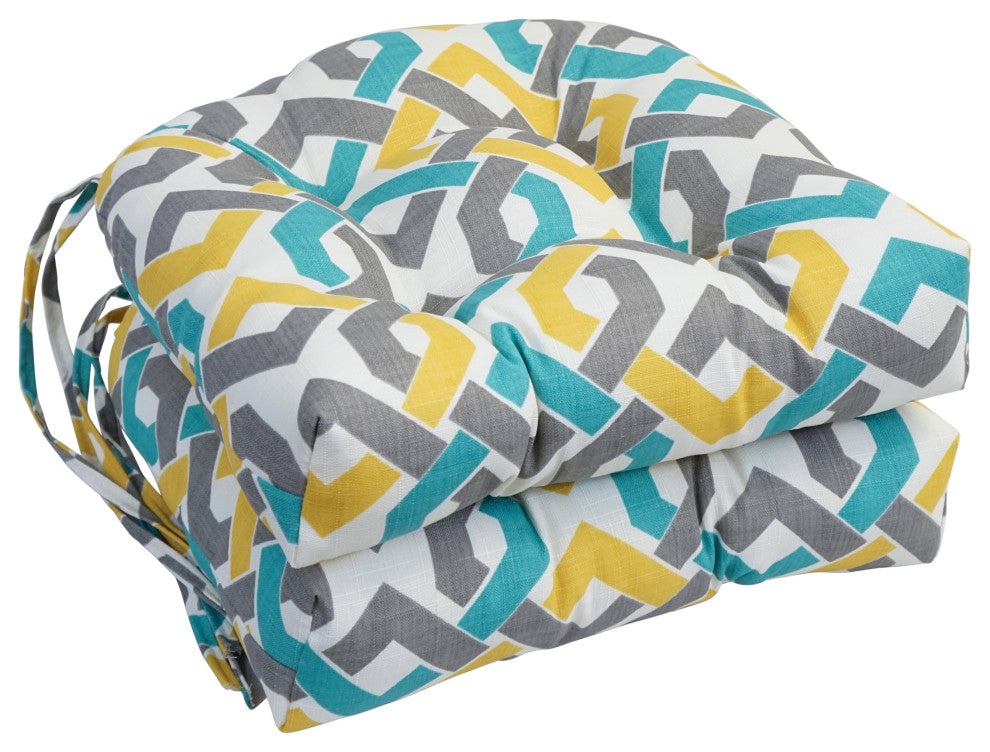 16" Polyester Outdoor U-Shaped Tufted Chair Cushions, Set of 4, Rieser Sterling