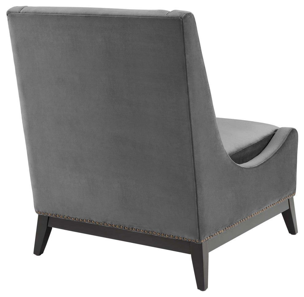 Confident Lounge Chair Upholstered Performance Velvet Set of 2-Gray