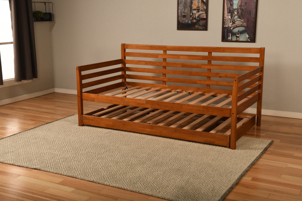 Boho Daybed With Pop Up and Linen Aqua Mattresses, Barbados