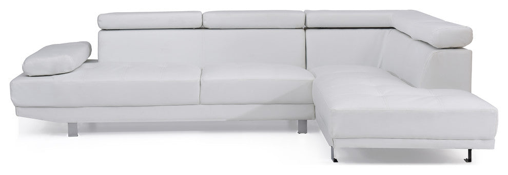 Riveredge 109" W 2 Piece Faux Leather L Shape Sectional Sofa, White
