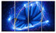 Blue Star Clusters, Abstract Canvas Wall Art, 48"x28", 4 Panels