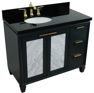 43" Single Vanity, Dark Gray Finish With Black Galaxy