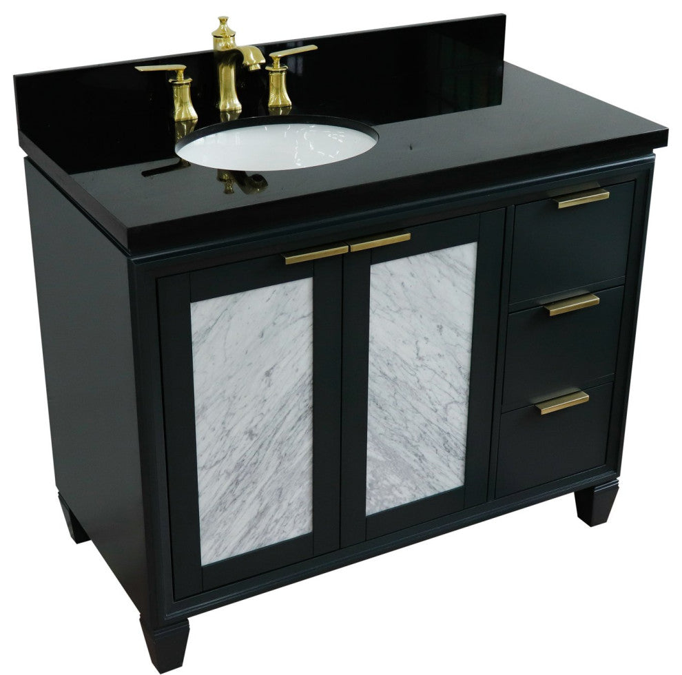 43" Single Vanity, Dark Gray Finish With Black Galaxy