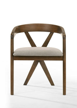Modrest Weiss Mid-Century Modern Light Brown Fabric, Walnut Dining Chair
