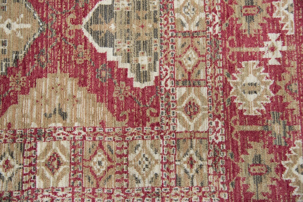 Rizzy Home Gossamer GS6784 Red Motif Area Rug, Rectangular 5'x8'