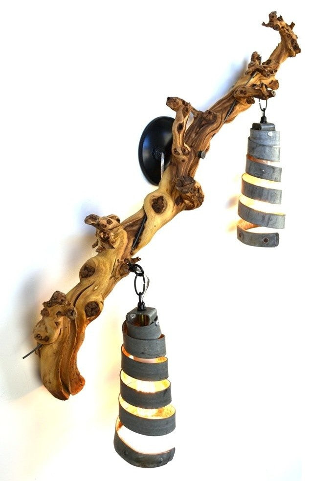 Grapevine and Wine Barrel Ring Vanity Light - Malvasia - Made from CA grapevines