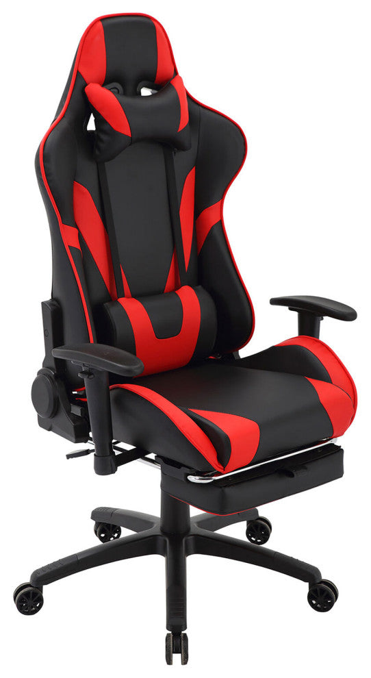 Commando Ergonomic Gaming Chair, Adjustable, Lumbar/Neck Support, Black/Red