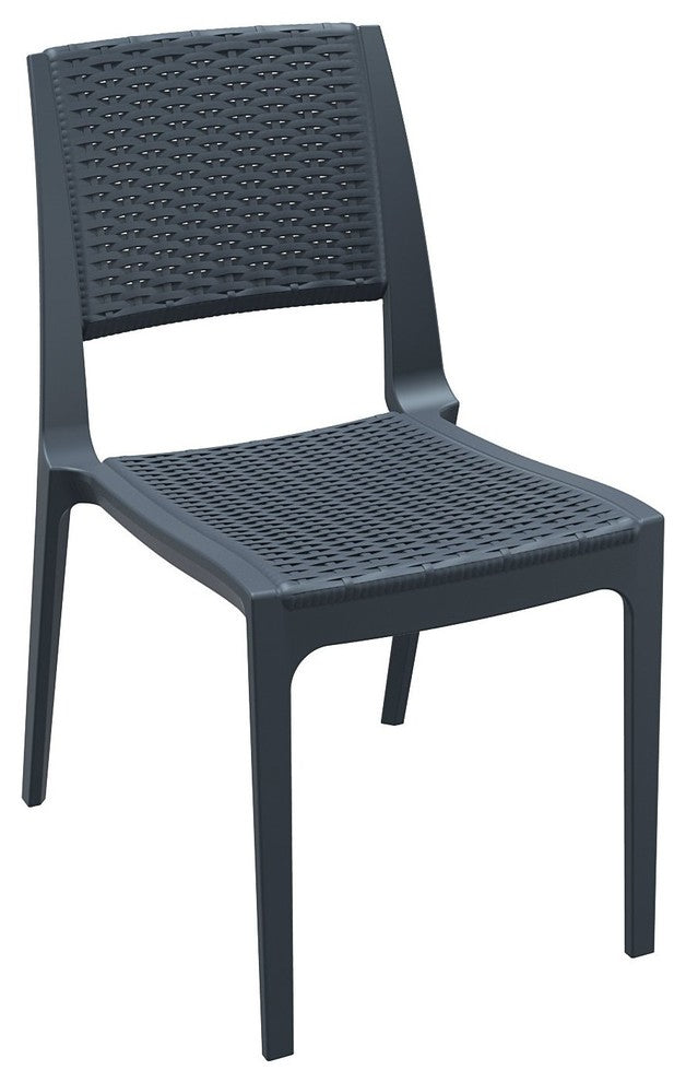 Verona Resin Wickerlook Dining Chair, Dark Gray
