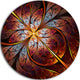 Fractal Flower Red And Blue, Floral Digital Art Disc Metal Artwork, 11"