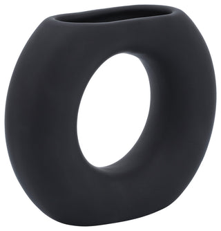 Ceramic 5" Donut Vase, Black