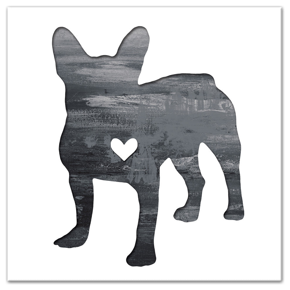 Designs Direct Creative Group Ink Silhouette Frenchie 12x12 Canvas Wall Art