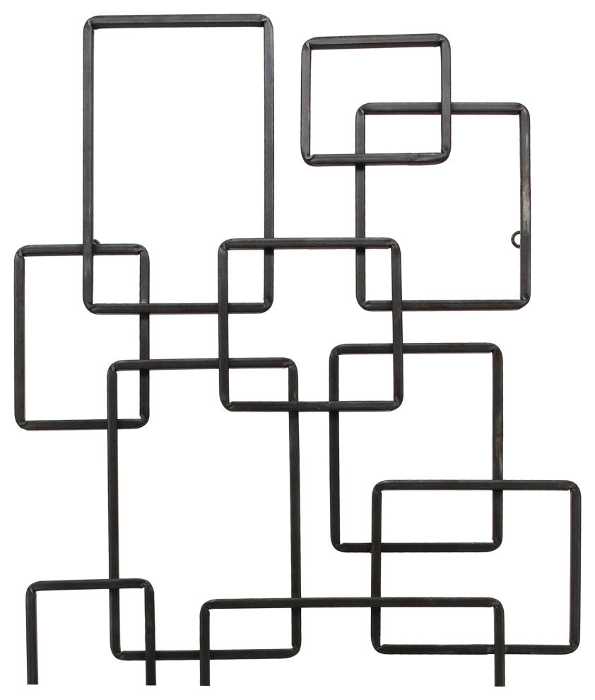Industrial Steel Squares Wall Dcor - Black