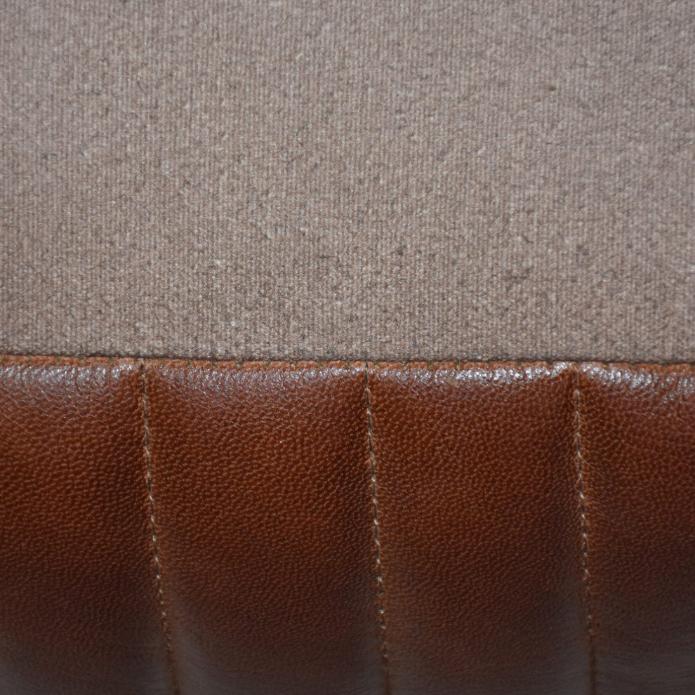 Poufs-Solid Handmade Goat Leather Pouf, Recycled Cotton Fill, Brown, Square [16x16x16]