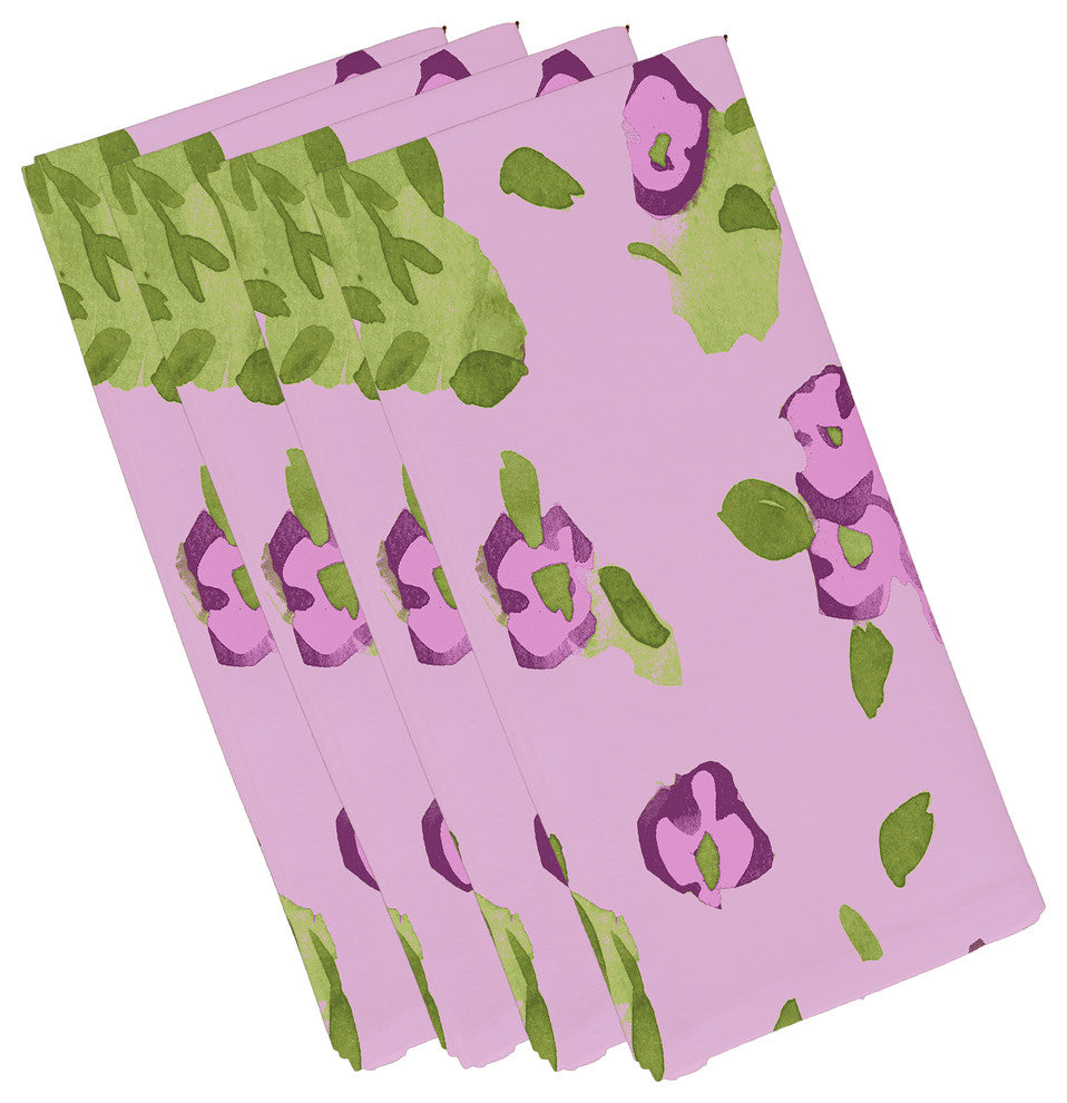 Forget Me Not Collage Floral Print Napkins, Set of 4, Peach, 19''