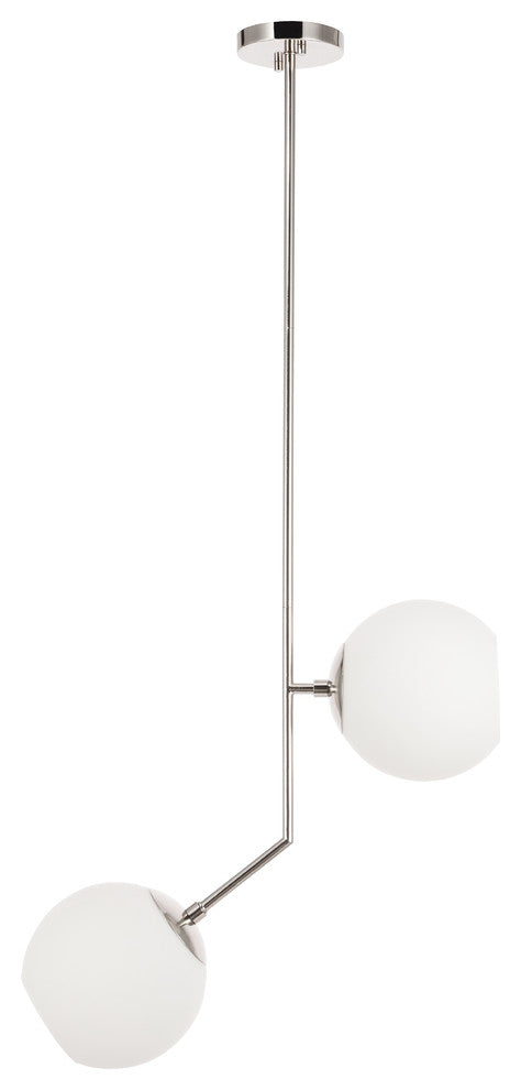 Chrome Finish And Frosted White Glass 2-Light Pendant