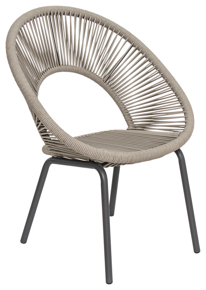 Ionian Dining Chair, Set of 2, Dark Gray Frame, Cardamom Taupe Weave