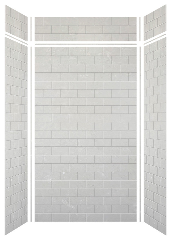 Transolid SaraMar 48"x36"x96" 6-Piece Shower Wall Kit with Extension, Lunar