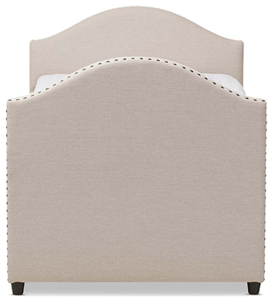 Sabrina Fabric Upholstered Daybed With Trundle Bed, Beige