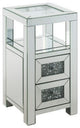 Benzara BM251219 Accent Table With Mirror Work/2 Storage Drawers, Small, White