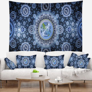 Clear Blue Psychedelic Relaxing Art Abstract Wall Tapestry, 92"x78"