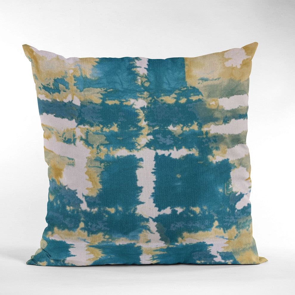 Plutus Blue Contemporary Art Graphic Print Luxury Throw Pillow, 26"x26"