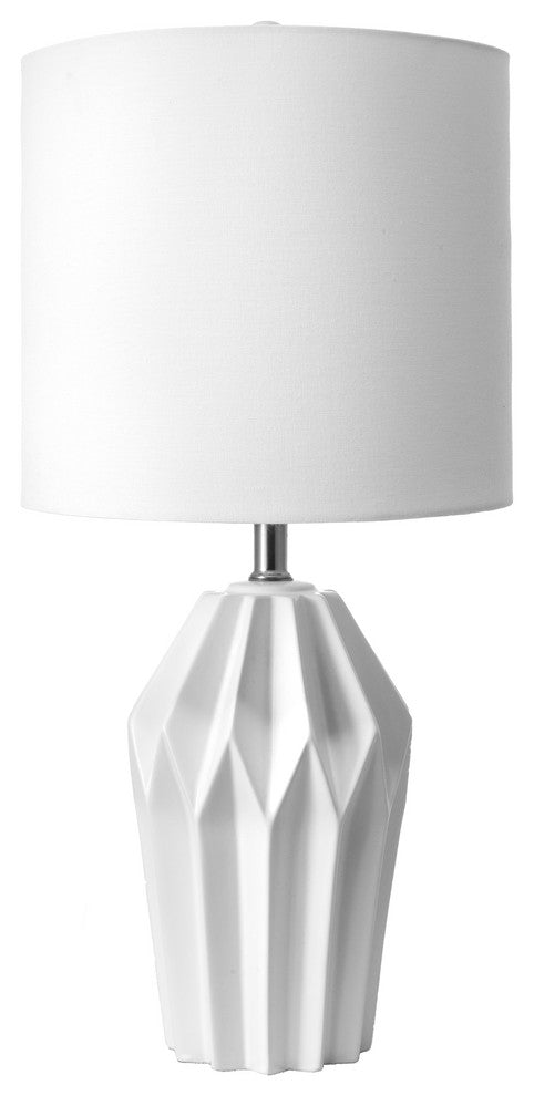 Nuloom 24" Cressida Ribbed Ceramic Linen Shade White, On-Off Switch Table Lamp