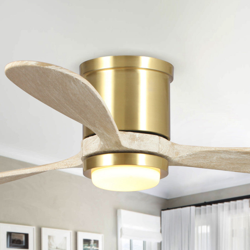 52 in Modern Flush Mounted Ceiling fan with 3 Blades in Sand Copper