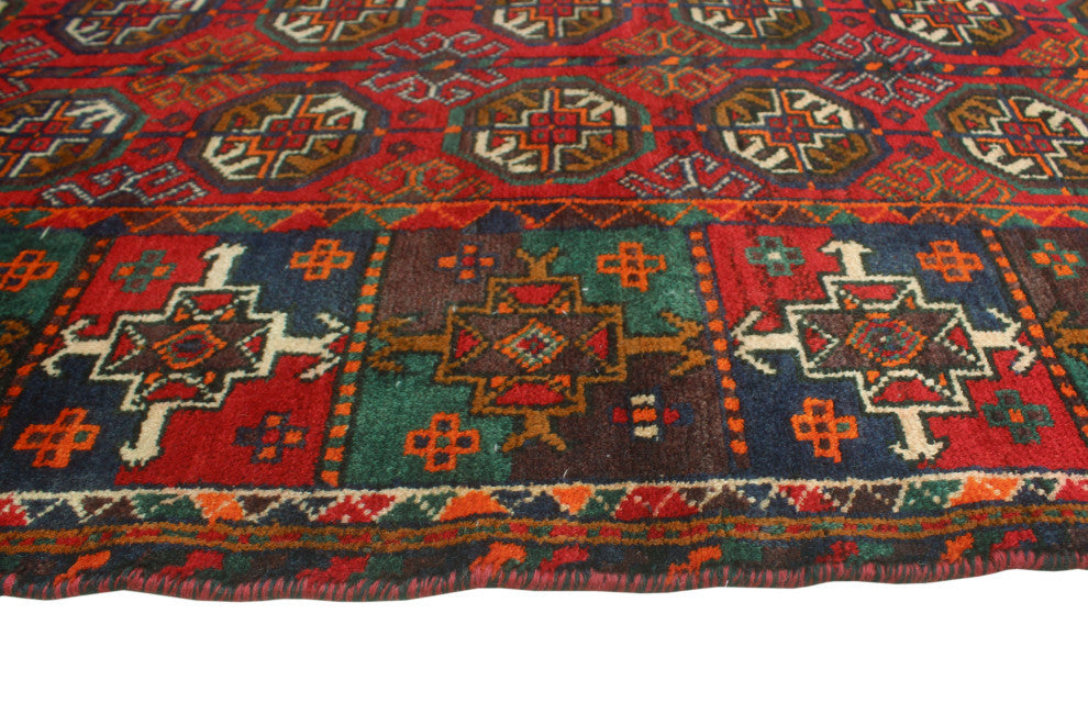 Vintage Distressed Maxwell Red/Green Rug, 3'8x6'7