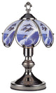 Benzara BM240942 Umbrella Shade Glass Table Lamp Dolphin Print Silver