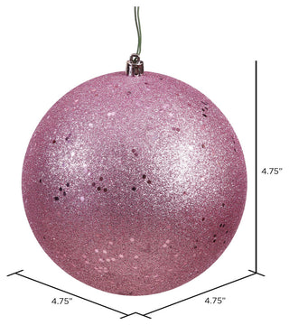 Vickerman 4.75" Mauve Sequin Ball Ornament, 4 per Bag