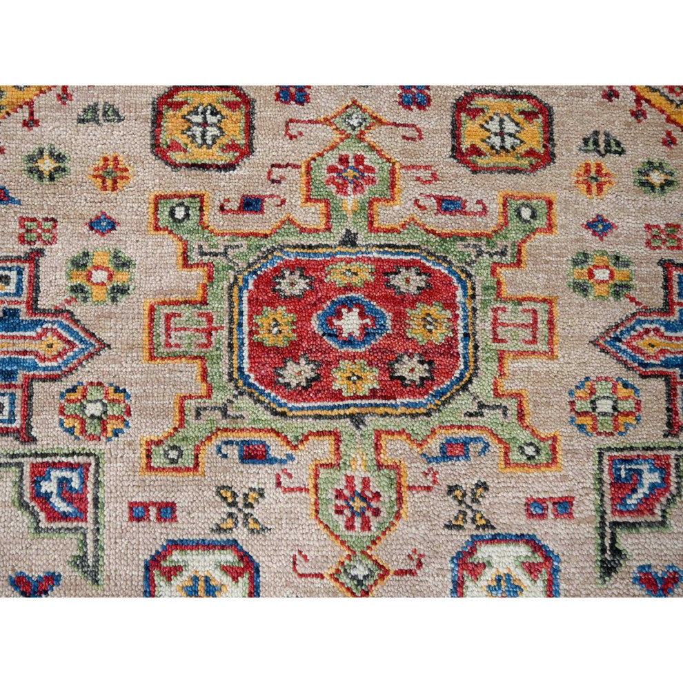 Buttery Brown Geometric Design Wool Hand Knotted Oriental Rug, 9'x11'10"
