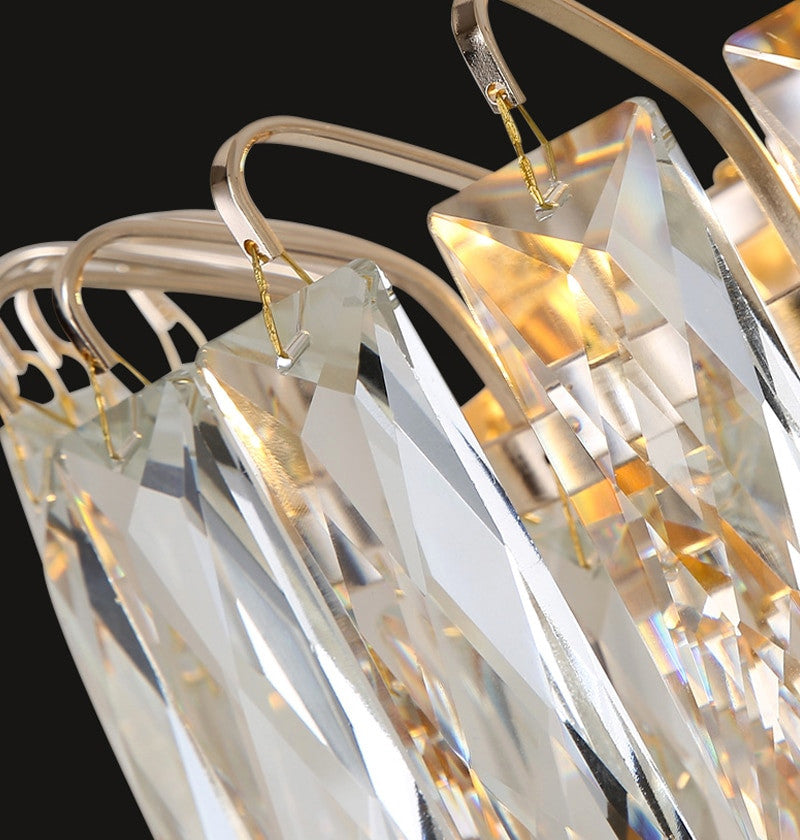 Coslada | Gold/chrome crystal wall sconce, Cool Light