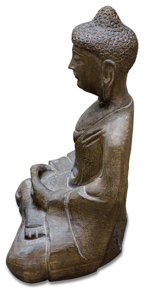 Stone Oriental Meditating Buddha Statue