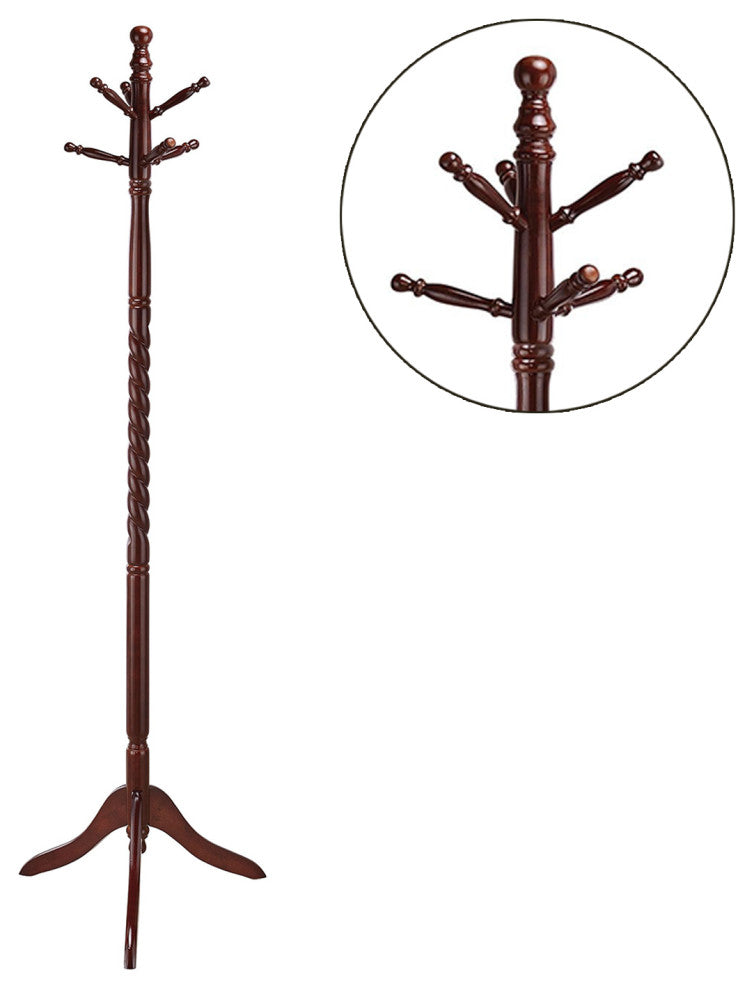 Wooden 2-Tier Coat Rack, Merlot