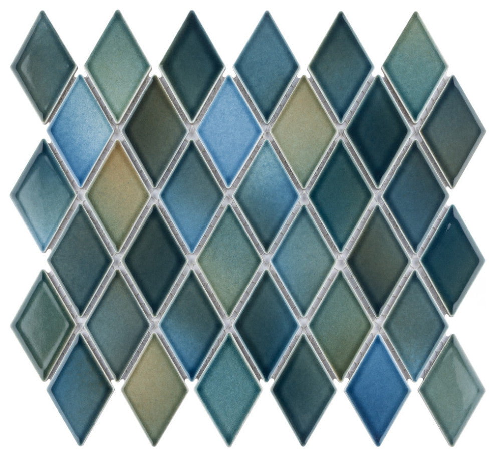 Hudson Kite Porcelain Mosaic Floor and Wall Tile, Lagoon