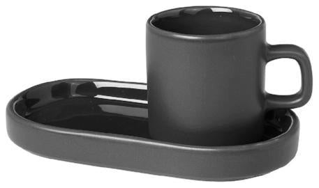 Pilar Espresso Cups 2-Piece Set, With Tray Pewter