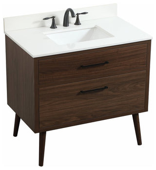 Bella 36" Midcentury Modern Walnut-Light Bathroom Vanity