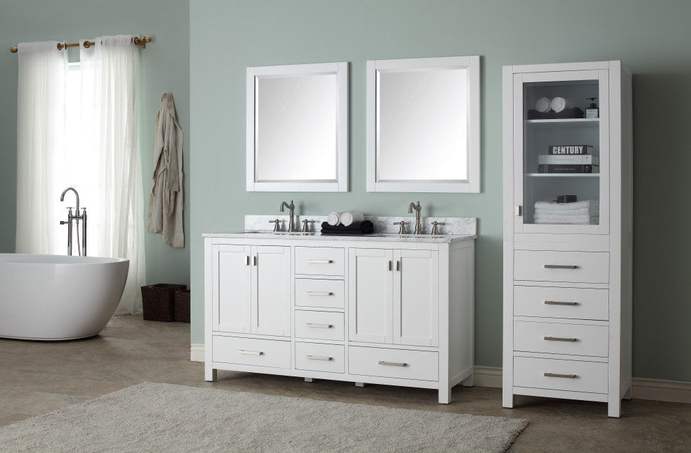 Avanity Modero 60" Double Vanity Only, White Finish