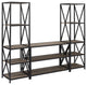 3-Piece Storage Wall with 40" X Console - Slate Grey/Black Metal